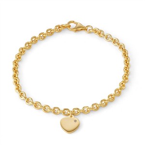 Junior Jewels 14K Gold Over Sterling Silver Genuine Diamod Heart Bracelet - 1 of 2