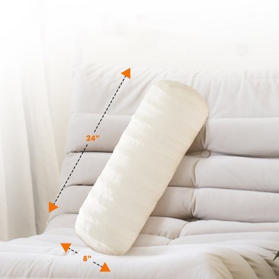 White Faux Fur Decorative Bolster Pillow Set of 2