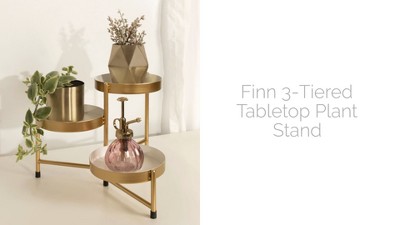 Gold Tri-Level Metal Tabletop Planter Stand, 7.3x7.3x10