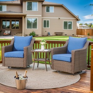 Outdoor Swivel Chair Patio Glider Chair with Soft Cushion High Back Chair - 1 of 4