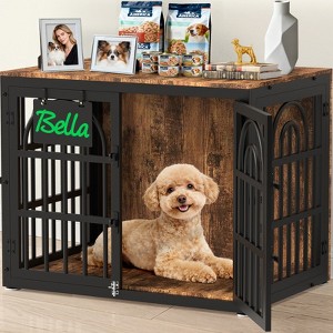 JOEJOY Large Decorative Pet Dog Crate Table Furniture,Multi-Size Dog Cage House,Three-Sided Access Doors,Thickened Wooden Dog Kennel - 1 of 4