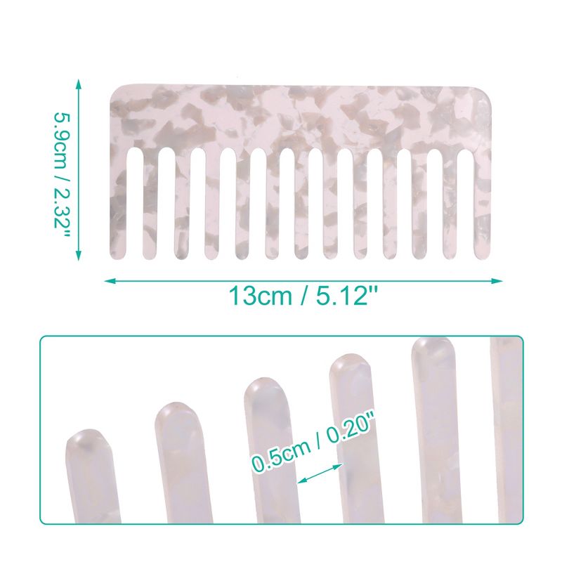 Unique Bargains Anti-Static Hair Comb Wide Tooth for Thick Curly Hair Hair Care Detangling Comb For Wet and Dry Dark 2.5mm Thick Pink 2 Pcs, 4 of 7