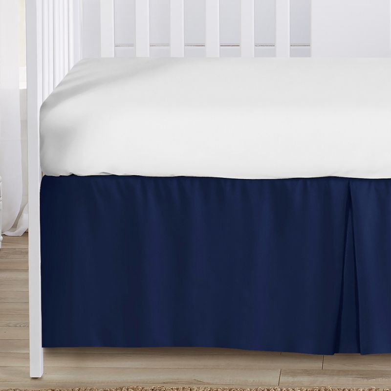 Sweet Jojo Designs Boy or Girl Gender Neutral Unisex Baby Crib Bed Skirt Collection Solid Navy Blue, 3 of 4