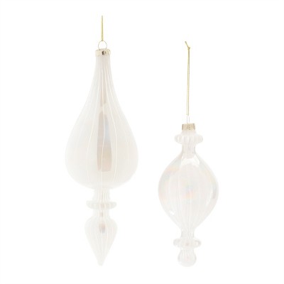 Iridescent Glass Finial Ornament (Set of 12)