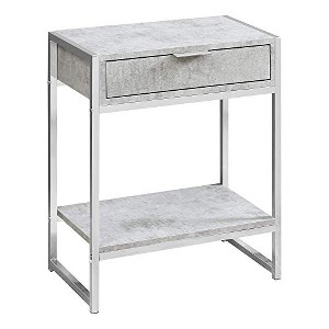 Monarch Specialties Accent Table Side End Nightstand Lamp Storage Drawer Living Room Bedroom Metal Laminate Grey Chrome Contemporary Modern - 1 of 4