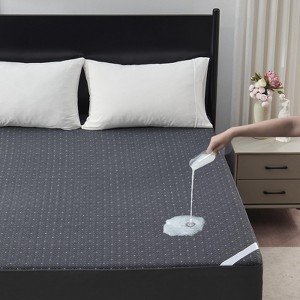 Aoibox King Size Waterproof Mattress Protector Deep Pocket 6-18 Inches Noiseless Soft Breathable Machine Washable Dark Gray - 1 of 4