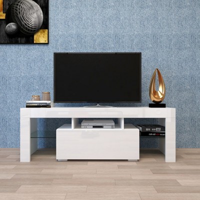 VYNXARIA Entertainment TV Stand, Large TV Stand TV Base Stand with LED Light TV Cabinet
