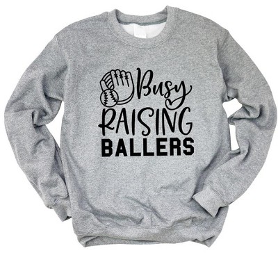 Simply Sage Market Women's Graphic Sweatshirt Busy Raising Ballers Baseball