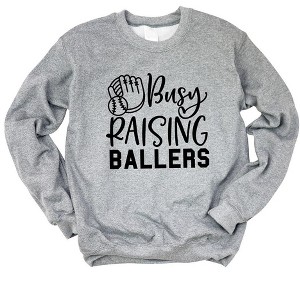 Simply Sage Market Women's Graphic Sweatshirt Busy Raising Ballers Baseball - 1 of 3