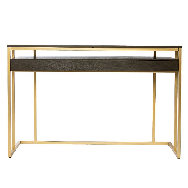 Quinal Writing Desk with Storage Brown/Gold - Aiden Lane, 6 of 14