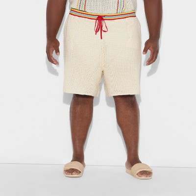 Pride Adult Relaxed Fit Open Knit Stitch Trouser Shorts - Ivory