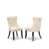 East West Furniture DAP2F23 Dallas Parson Kitchen Chairs - Button Tufted Nailhead Trim Beige Red faux Leather  Dining Chairs, Set of 2, linen white - 2 of 4