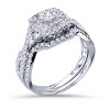 Pompeii3 1 1/10ct Cushion Diamond Halo Engagement Ring Set 10K White Gold - 3 of 4