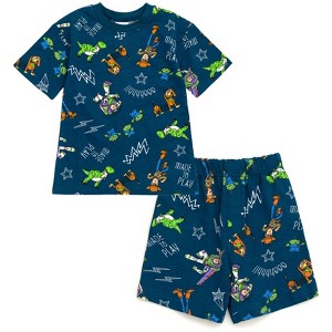 Disney Mickey Mouse Lion King Toy Story Cars French Terry T-Shirt and Shorts Outfit Set Toddler - 1 of 4