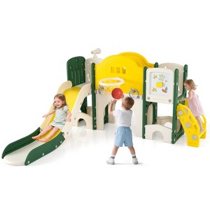 Safstar 10 in 1 Toddler Slide Set w/Magnetic Whiteboard, Telescope Ring Toss for Ages 3+ - 1 of 4