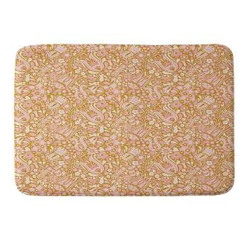 Jenean Morrison Floral Flair in Gold Heavy Memory Foam Bath Mat Pink - Deny Designs