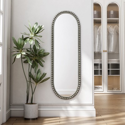 VYNXARIA 47"x16" Iron Art Oval Retro Mirror, Antique Effect,Wall Hanging,Suitable For Living Room,Bedroom, Entrance (Silver)