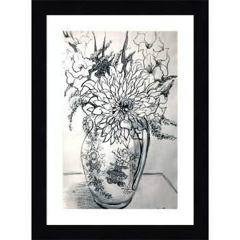 Amanti Art Flowers in a Patterned Jug by Thewsey Joan Wood Framed Wall Art Print
