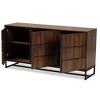 Neil Wood and Metal Dining Room Buffet Brown/Black - Baxton Studio: Modern Storage Console with Shelves - image 2 of 4