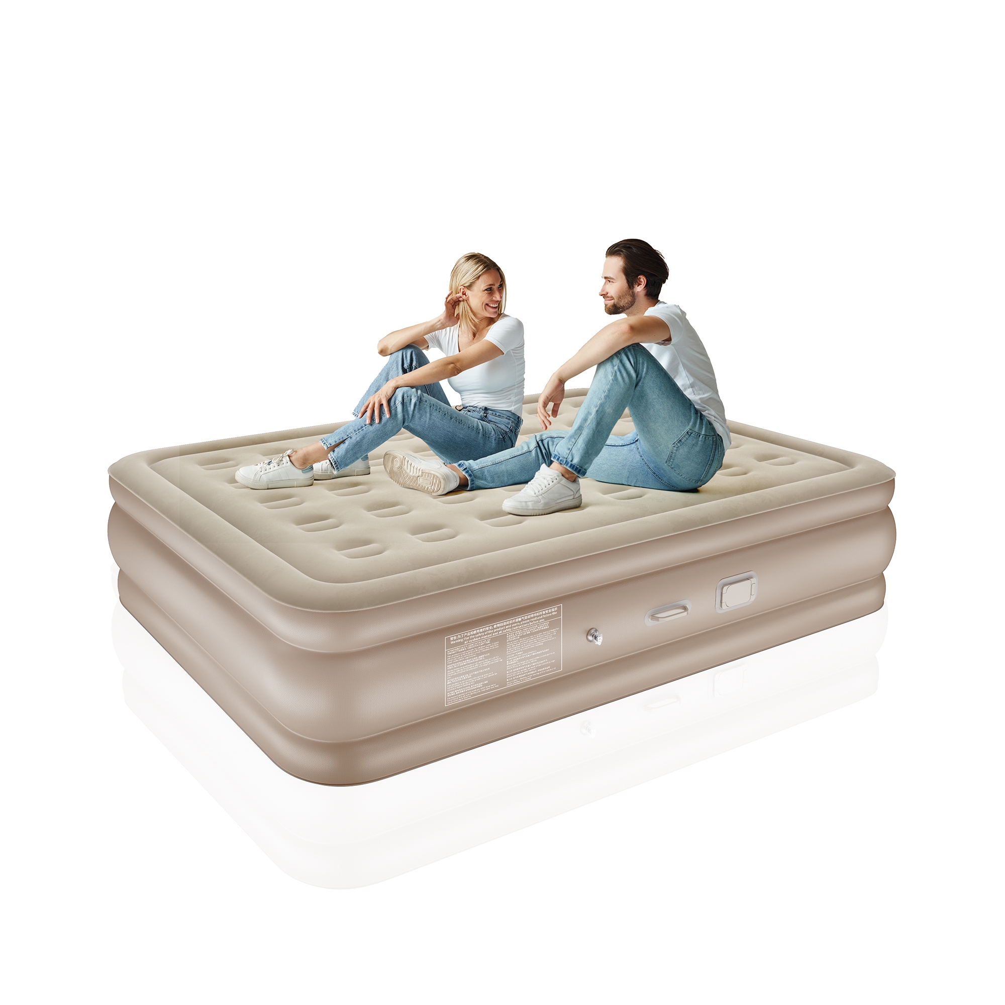 SUGIFT 18" Queen Air Mattress with Built-In Pump, Ergonomic Air Coil Inflatable Mattress for Home, Guests & Camping