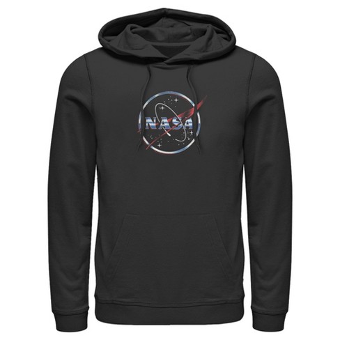 Men s NASA Space Logo Pull Over Hoodie Black Small