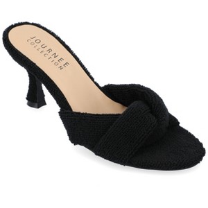 Journee Collection Womens Mannon Soft Terry Cloth Slip On Open Toe Pumps - 1 of 4