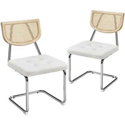 Yaheetech 18.5"H Mid-Century Modern Dining Chairs with Mesh Rattan Back, Set of 2