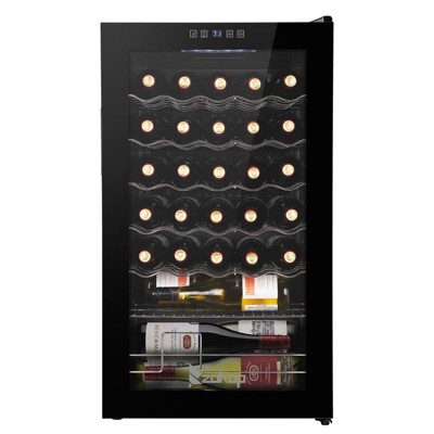 Winado 34 Bottle 3.0 Cu.Ft Electric Freestanding Compressor Beverage Cooler in Black