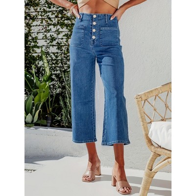 ITAFIT Stretchy High Waist Wide Leg Jeans for Women
