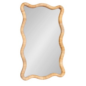 Kate & Laurel All Things Decor 24"X36" Rahfy Rattan Rectangle Scallop Mirror Natural - 1 of 4