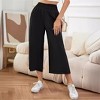 Women's Solid Color Ankle Pants - Relaxed Flowy Cropped Pants, Versatile Wide Leg Trousers for Multiple Basic Outfits - 2 of 4