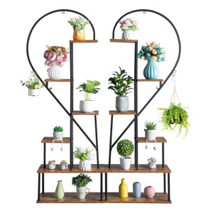 SEVOBAL 2 Pack Indoor Plant Stand 6 Tier High Creative Heart Shaped Stepped Display Rack Holds Ladder Plant Stands Multiple Plants Large Outdoor - 1 of 4