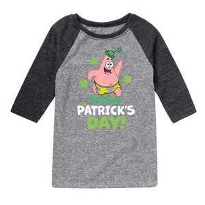 Boys' - SpongeBob Squarepants - Happy St Patricks Day Raglan Graphic T-Shirt - 1 of 4