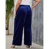 Plus Size Women Pants Elastic Waist Velvet Wide Leg Long Trousers - 4 of 4