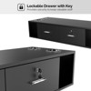 Karl Home Black Wall Mount Salon Styling Station with 2 Lockable Drawers 2 Side Open Space - 3 of 4