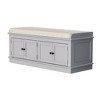 42.7″ Storage Bench w/4 Doors and Adjustable Shelves,ShoeBench w/Removable Cushion & Seating for Entryway Living Room,White - 2 of 4