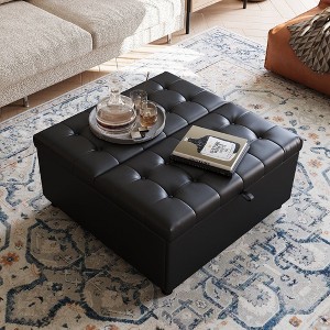 TYBOATLE 35.5'' Square Ottoman with Storage, Large Ottoman Coffee Table, 500 lb Large Ottoman with Storages for Living Room, Black - 1 of 4