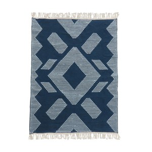 4x6 Geometric Hand Woven Indoor/Outdoor Rug Indigo Blue - National Tree Company - 1 of 3