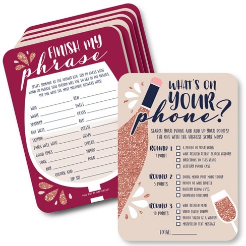 Big Dot of Happiness But First, Wine - 2-in-1 Wine Tasting Party Cards - Activity Duo Games - Set of 20 - image 1 of 4