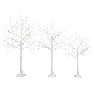 HomeRoots Set Of Three White Pre Lit Sparse Birch Trees - 1 of 4