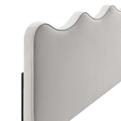 Light Gray Velvet Upholstered Twin Headboard with Wood Frame