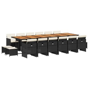 vidaXL Garden Dining Set Black and Brown with Cream cushions - 1 of 4