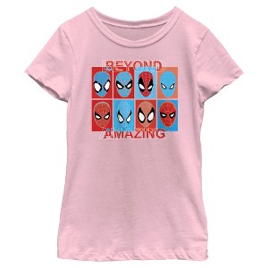 Girl's Spider-Man: Beyond Amazing Mask Squares T-Shirt - 1 of 4