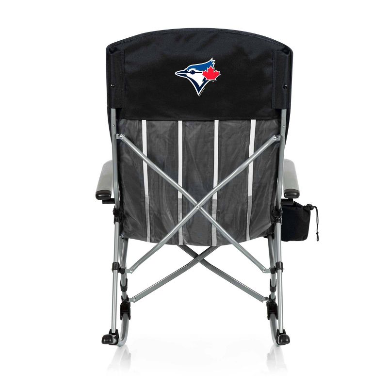 MLB Toronto Blue Jays Outdoor Rocking Camp Chair - Black, 3 of 7