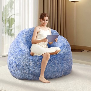 Faux Fur Bean Bag Chair with Armrest, Plush High-Density Foam Lazy Sofa for Kids & Adults, Perfect for Gaming, Reading & Living Room - 1 of 4