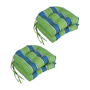 Blazing Needles, 16-inch Spun Polyester Patterned Outdoor U-shaped Tufted Chair Cushions (Set of 4) - 1 of 2
