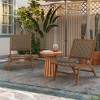 LuxenHome Outdoor Acacia Wood Woven Back and Seat Armless Deck Chair Brown - 4 of 4