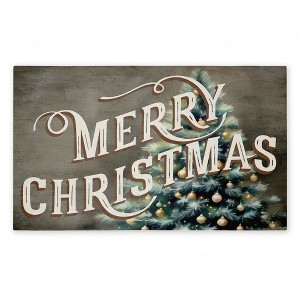 Stupell Industries Vintage Merry Christmas Greeting Printed Outdoor Door Mat, design by Kim Allen, 18"x30" - 1 of 4