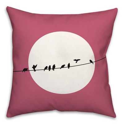 Red and White Polyester Bird Print 16x16 Indoor/Outdoor Pillow