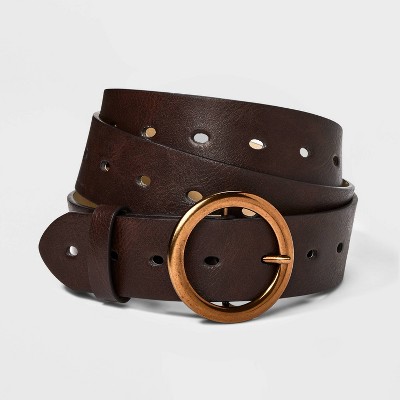 Women's Leather Belt - Ava & Viv™ Cognac 3x : Target